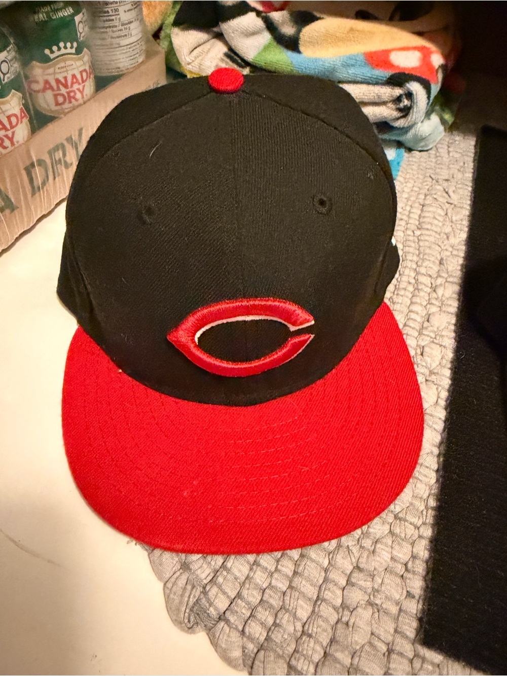 Kids Black and Red Baseball Cap with Red C Logo